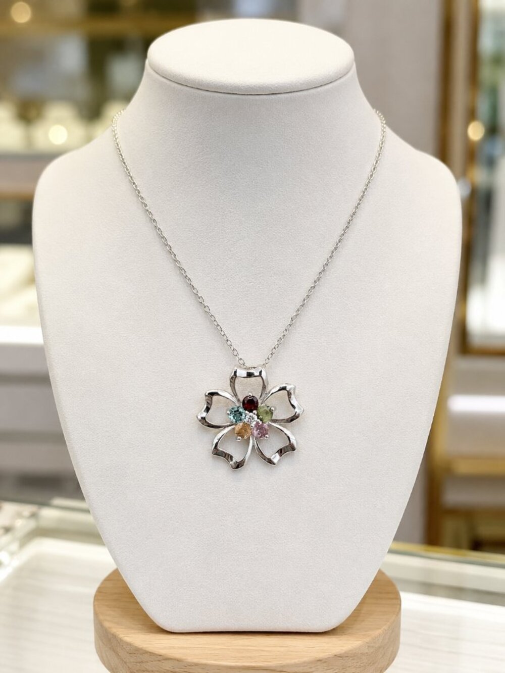 Effy 925 Sterling Silver Multi-Gemstone Flower Necklace